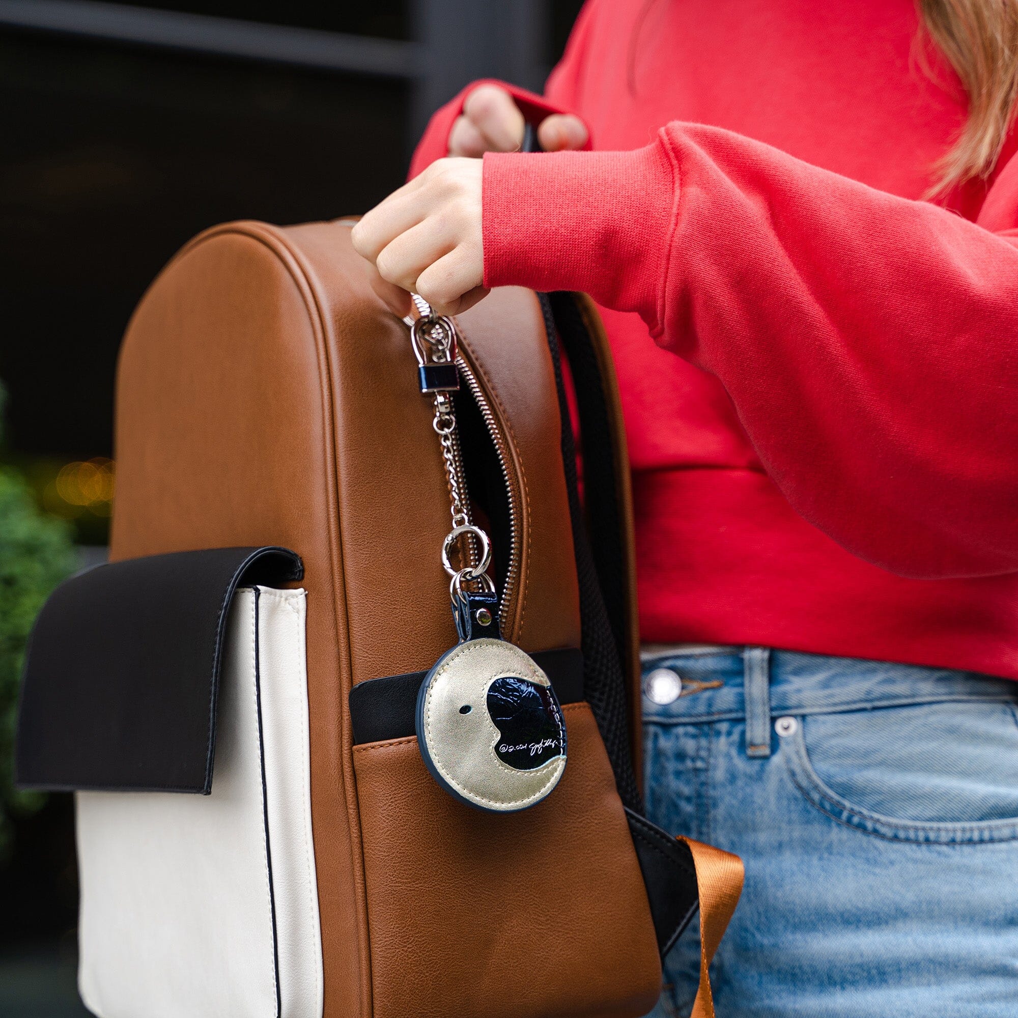 The Keeper Moon | Artist-Designed Custom Leather AirTag Holder - Image 3