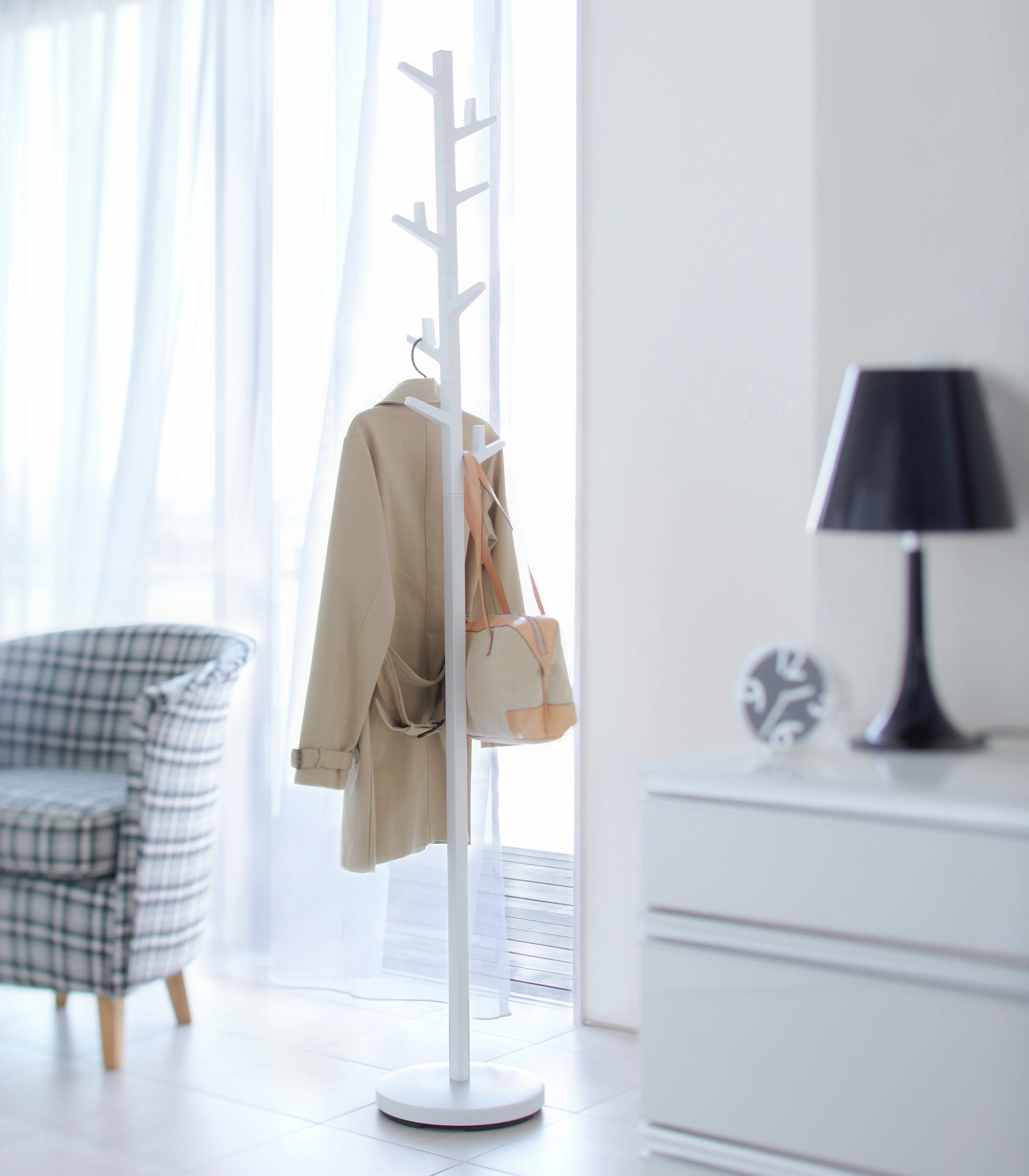 Yamazaki 69" Steel Coat Rack with Rotating Branches - Image 5